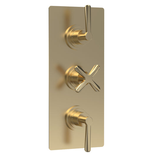  Aztec Triple Thermostatic Shower Valve With Diverter - Brushed Brass