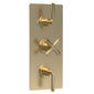 Aztec Triple Thermostatic Shower Valve With Diverter - Brushed Brass - welovecouk