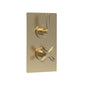Aztec Twin Thermostatic Shower Valve With Diverter - Brushed Brass - welovecouk