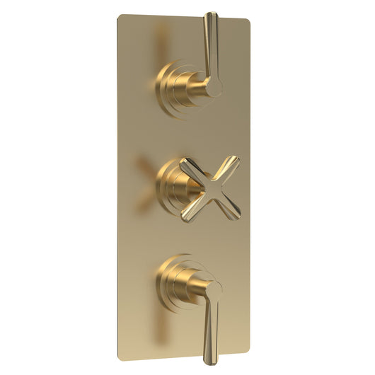  Aztec Triple Thermostatic Shower Valve - Brushed Brass