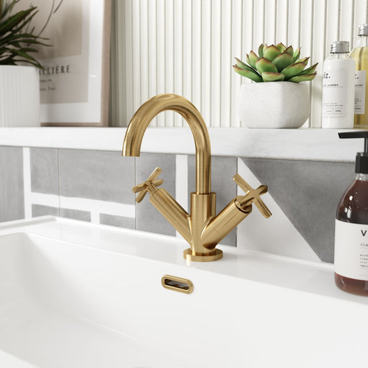  Aztec Mono Basin Mixer - Brushed Brass