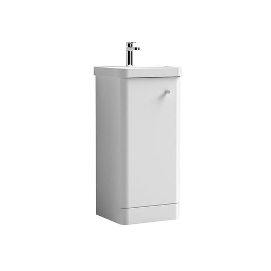  Nuie Core 400mm Floor Standing 1-Door Vanity Unit & Basin - Gloss White