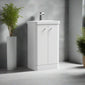 Nuie Core 500mm Floor Standing 2-Door Vanity & Basin - Gloss White