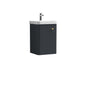 Nuie Core 400mm Wall Hung 1-Door Vanity Unit & Basin - Soft Black - welovecouk