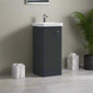 Nuie Core 400mm Floor Standing 1-Door Vanity Unit & Basin - Soft Black