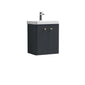 Nuie Core 500mm Wall Hung 2-Door Vanity Unit & Basin - Soft Black - welovecouk