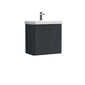 Nuie Core 600mm Wall Hung 2-Door Vanity Unit & Basin - Soft Black - welovecouk