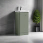 Nuie Core 400mm Floor Standing 1-Door Vanity Unit & Basin - Satin Green