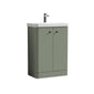 Nuie Core 600mm Floor Standing 2-Door Unit & Basin - Satin Green