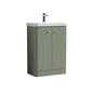 Nuie Core 600mm Floor Standing 2-Door Unit & Basin - Satin Green