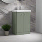 Nuie Core 600mm Floor Standing 2-Door Unit & Basin - Satin Green