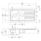 Nuie Fireclay Counter Top Sink 1.5 Bowl 1010x525 - White - welovecouk