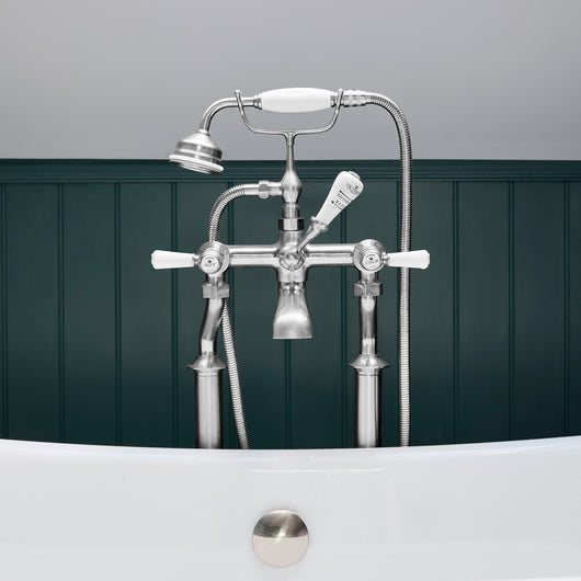  BC Designs Victrion Deck Mounted Lever Bath Shower Mixer - Brushed Chrome