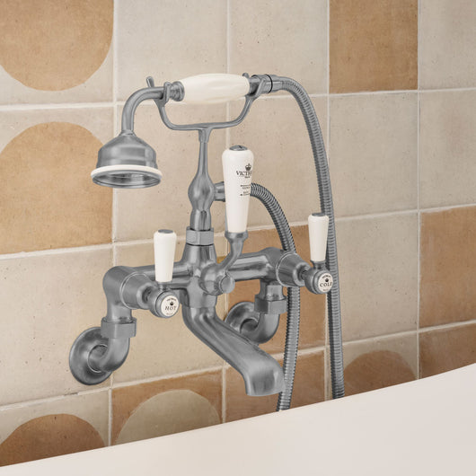  BC Designs Victrion Wall Mounted Lever Bath Shower Mixer - Brushed Chrome