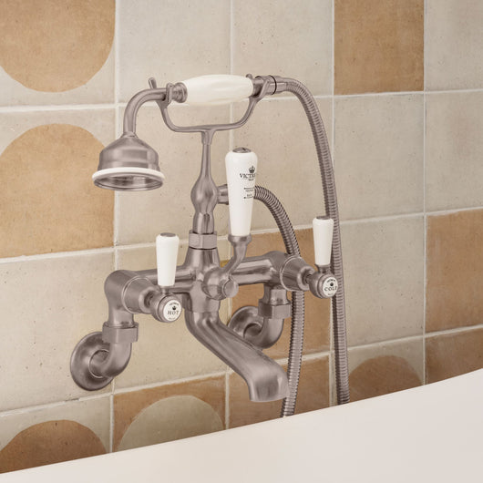  BC Designs Victrion Wall Mounted Lever Bath Shower Mixer -  Brushed Nickel
