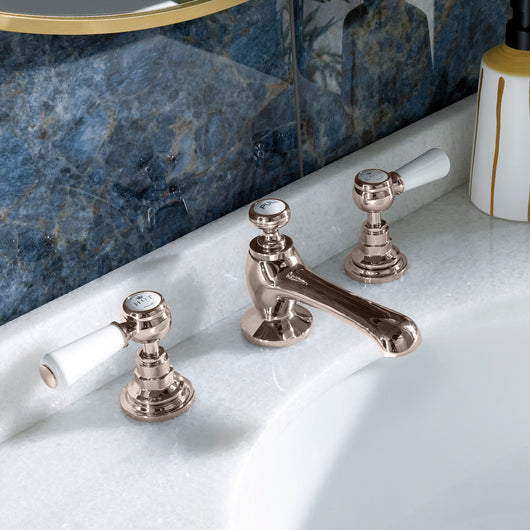  BC Designs Victrion Lever 3 Tap Hole Basin Mixer - Nickel