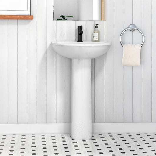  Nuie Arley 550mm Basin & Pedestal - 1 Tap Hole - welovecouk