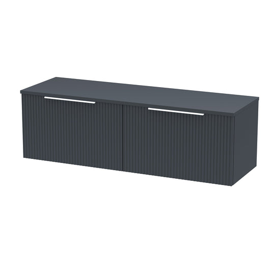  Hudson Reed Fluted 1200 Wall Hung 2-Drawer Worktop Vanity Unit - Satin Anthracite