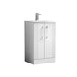 Deco Curved 600mm Satin White Vanity & Chrome Quadrant Shower Enclosure Bathroom Suite