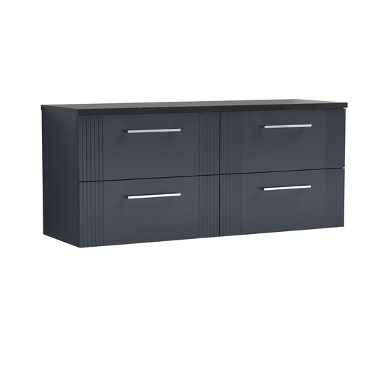  Nuie Deco 1200 Wall Hung 4-Drawer Vanity & Laminate Worktop - Soft Black