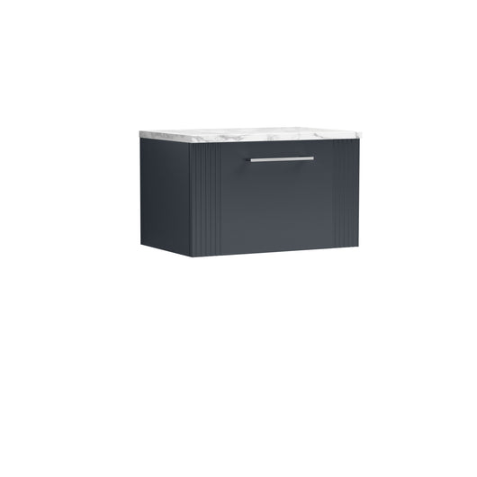  Nuie Deco 600 Wall Hung Single Drawer Vanity & Laminate Worktop - Soft Black