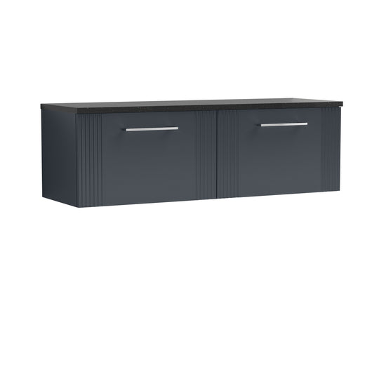  Nuie Deco 1200 Wall Hung 2-Drawer Vanity & Laminate Worktop - Soft Black