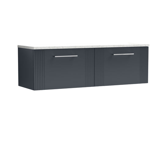  Nuie Deco 1200 Wall Hung 2-Drawer Vanity & Laminate Worktop - Soft Black