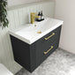Nuie Deco 800mm Wall Hung 2-Drawer Vanity & Basin 3 - Soft Black - welovecouk