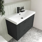 Nuie Deco 800mm Wall Hung 2-Drawer Vanity & Basin 3 - Soft Black - welovecouk