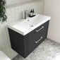 Nuie Deco 800mm Wall Hung 2-Drawer Vanity & Basin 3 - Soft Black - welovecouk