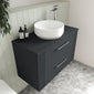 Nuie Deco 800mm Wall Hung 2 Drawer Vanity & Worktop - Satin Anthracite