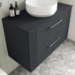 Nuie Deco 800mm Wall Hung 2 Drawer Vanity & Worktop - Satin Anthracite