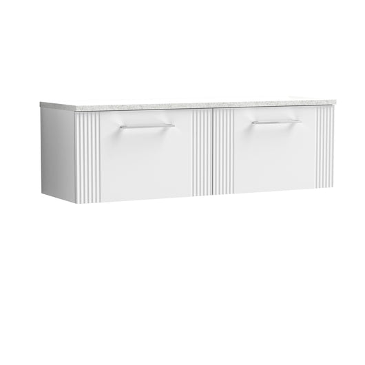  Nuie Deco 1200 Wall Hung 2-Drawer Vanity & Laminate Worktop - Satin White