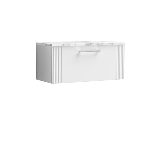  Nuie Deco 800 Wall Hung Single Drawer Vanity & Laminate Worktop - Satin White