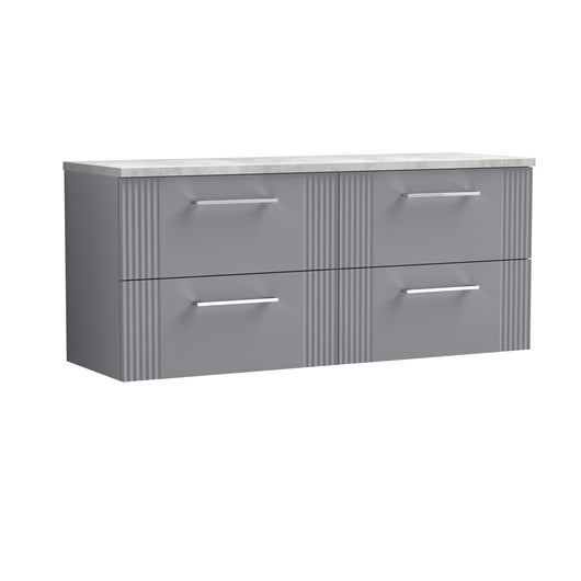  Nuie Deco 1200 Wall Hung 4-Drawer Vanity & Laminate Worktop - Satin Grey