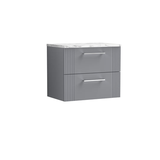  Nuie Deco 600 Wall Hung 2-Drawer Vanity & Laminate Worktop - Satin Grey