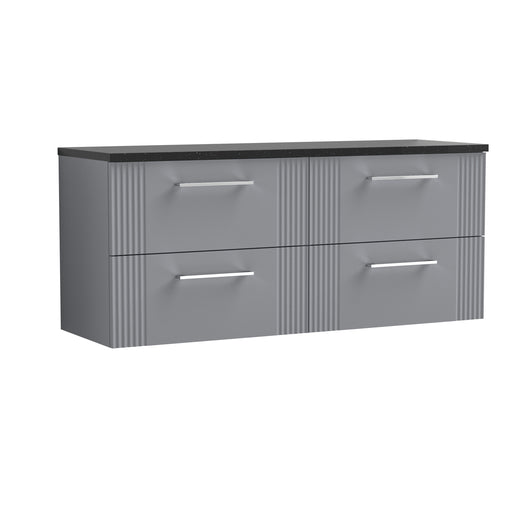  Nuie Deco 1200 Wall Hung 4-Drawer Vanity & Laminate Worktop - Satin Grey