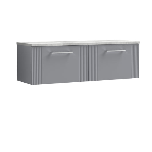  Nuie Deco 1200 Wall Hung 2-Drawer Vanity & Laminate Worktop - Satin Grey