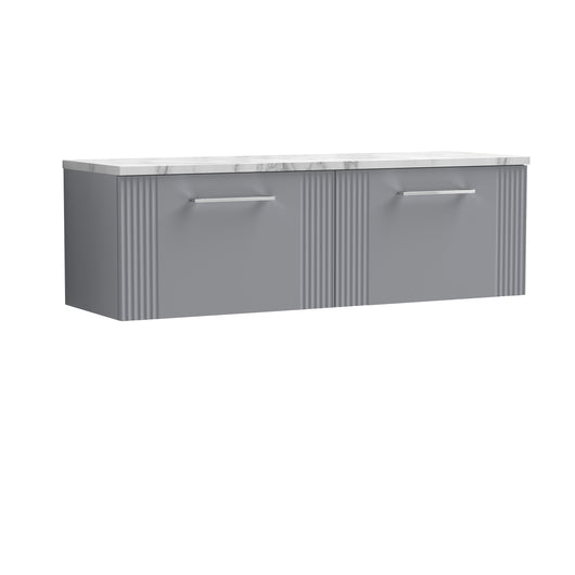  Nuie Deco 1200 Wall Hung 2-Drawer Vanity & Laminate Worktop - Satin Grey