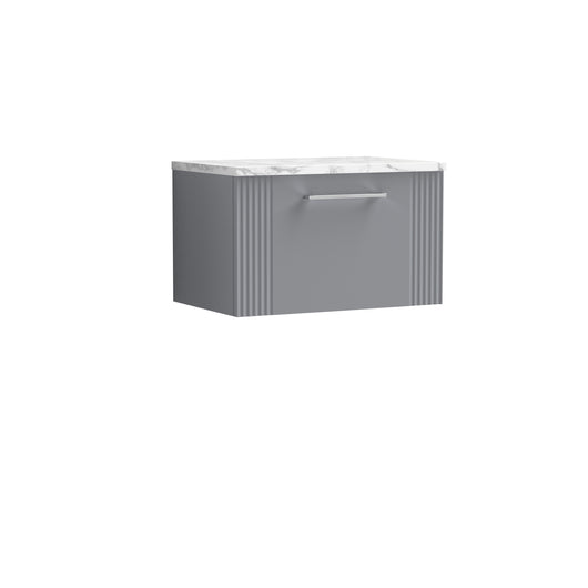  Nuie Deco 600 Wall Hung Single Drawer Vanity & Laminate Worktop - Satin Grey