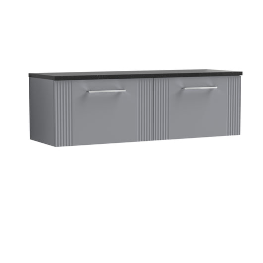  Nuie Deco 1200 Wall Hung 2-Drawer Vanity & Laminate Worktop - Satin Grey