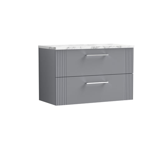  Nuie Deco 800 Wall Hung 2-Drawer Vanity & Laminate Worktop - Satin Grey