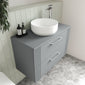 Nuie Deco 800mm Wall Hung 2-Drawer Vanity & Worktop - Satin Grey - welovecouk