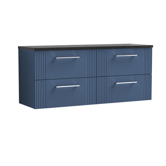  Nuie Deco 1200 Wall Hung 4-Drawer Vanity & Laminate Worktop - Satin Blue