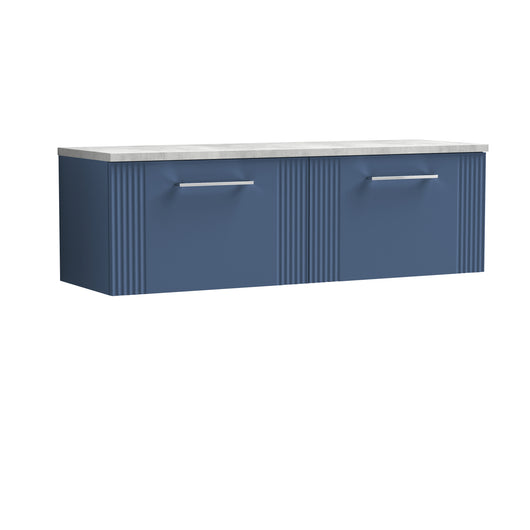  Nuie Deco 1200 Wall Hung 2-Drawer Vanity & Laminate Worktop - Satin Blue