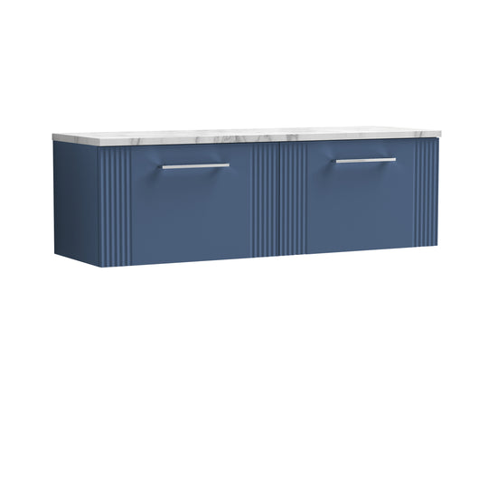  Nuie Deco 1200 Wall Hung 2-Drawer Vanity & Laminate Worktop - Satin Blue