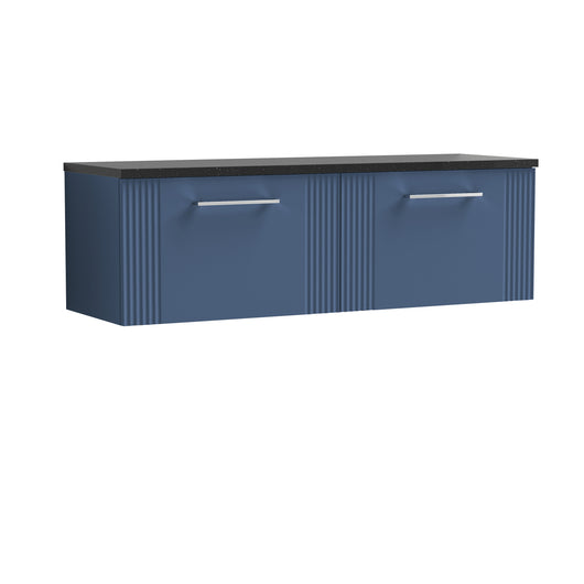  Nuie Deco 1200 Wall Hung 2-Drawer Vanity & Laminate Worktop - Satin Blue