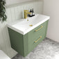 Nuie Deco 800mm Wall Hung 2-Drawer Vanity & Basin 3 - Satin Green - welovecouk