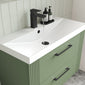 Nuie Deco 800mm Wall Hung 2-Drawer Vanity & Basin 3 - Satin Green - welovecouk