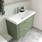 Nuie Deco 800mm Wall Hung 2-Drawer Vanity & Basin 3 - Satin Green - welovecouk